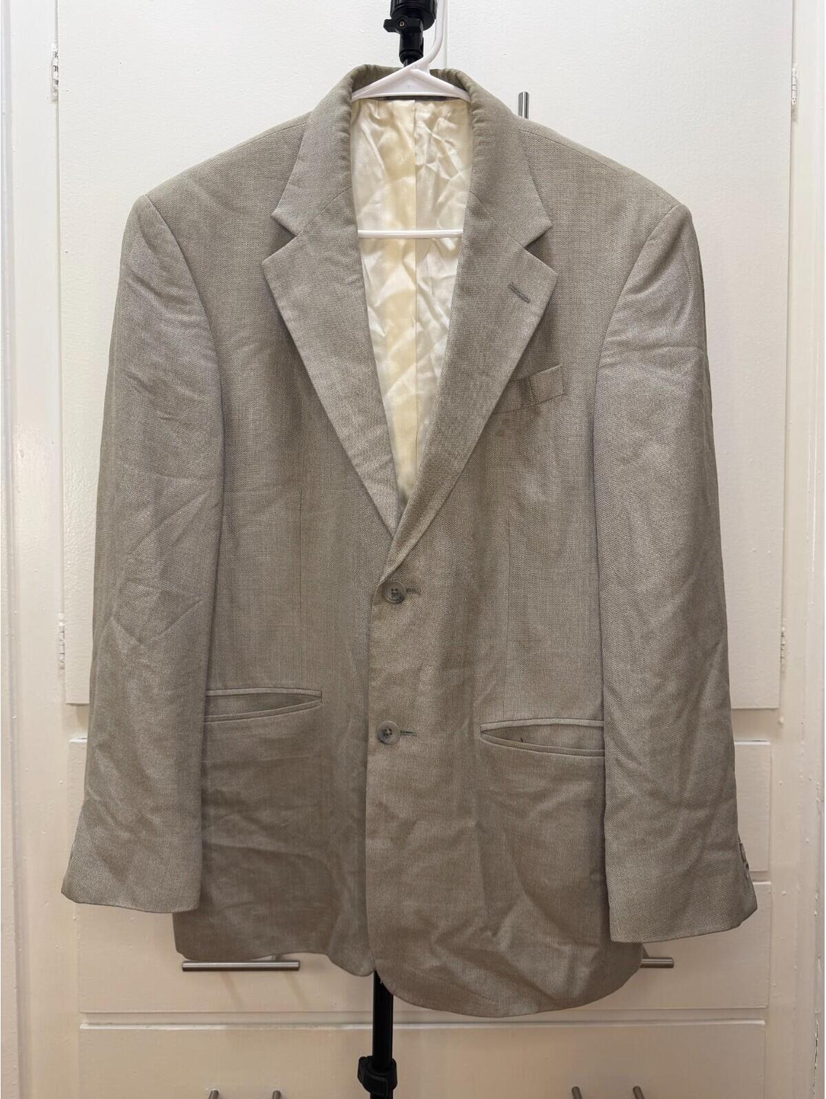 Oscar De La Renta Men’s Gray Wool Two-Button Suit Jacket Blazer Size 42r Large
